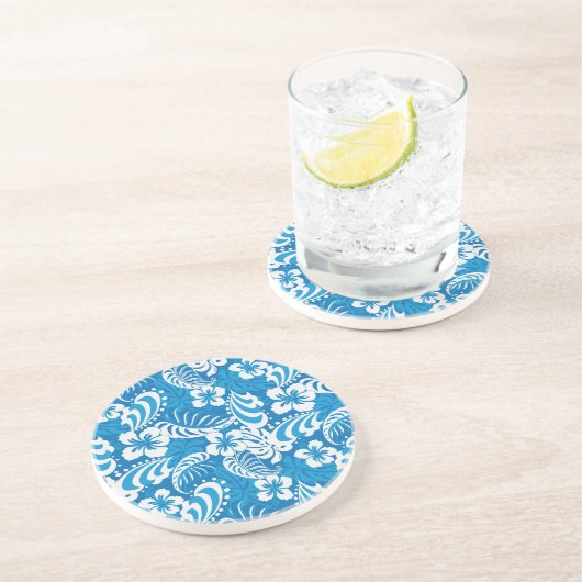 Tropisches Hibiskus-Muster Sandstein Untersetzer (Seite)