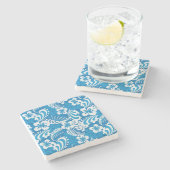 Tropisches Hibiskus-Muster Steinuntersetzer (Seitenansicht)