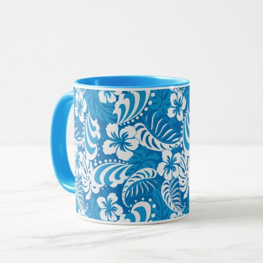 Tropisches Hibiskus-Muster Tasse (Vorderseite Links)