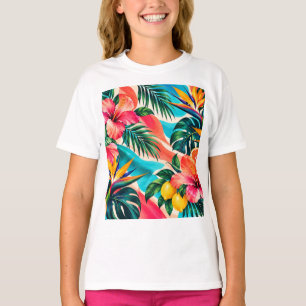 Tropisches Hibiskus-Paradies Botanische Kunst T-Shirt