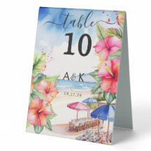 Tropisches Hibiskus Strand Tisch Ständer Schild