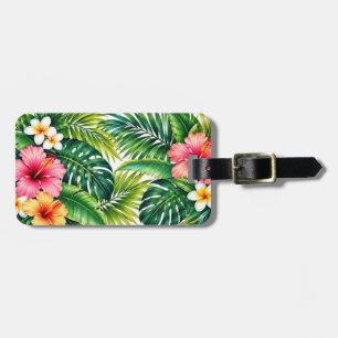 Tropisches Hibiskus- und Palmenblatt-Paradies Gepäckanhänger