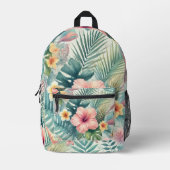 Tropisches Hibiskus- und Palmenspiel Bedruckter Rucksack (Vorderseite)