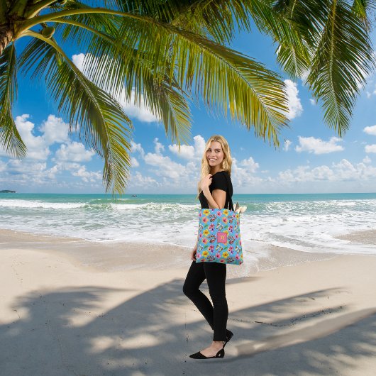 Tropisches Hibuscus Flip Flops Foliage Rosa Monogr Tasche