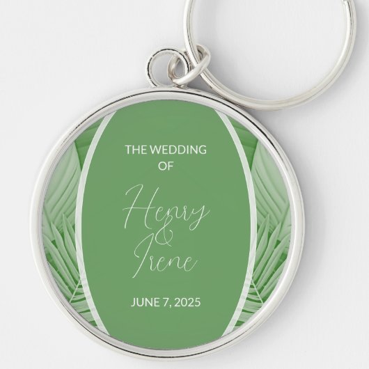 Tropisches Hochzeitgrün Schlüsselanhänger (Vorne)