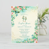 Tropisches Hochzeitsdusche Seepferd Einladung (Stehend Vorderseite)