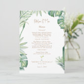 Tropisches Hochzeitsmenü Menükarte (Stehend Vorderseite)
