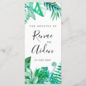 Tropisches Hochzeitsmenü Menükarte (Rückseite)