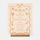 Tropisches Hochzeitsmenü mit handgezogenen Bar Acrylschild (Vorderseite)