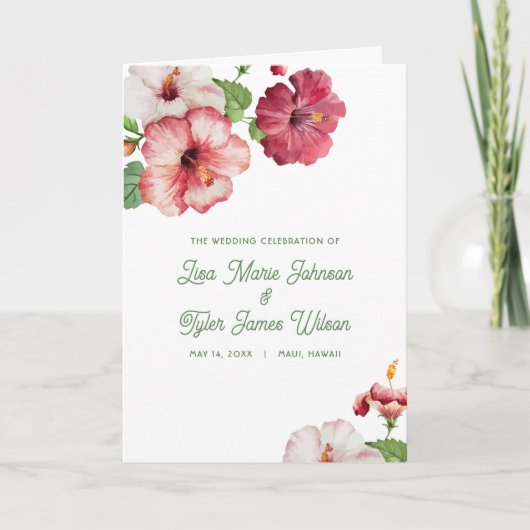 Tropisches Hochzeitsprogramm Einladung (Vorderseite)