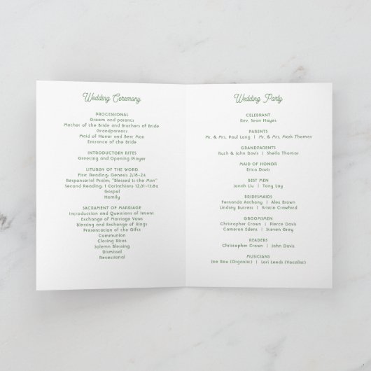 Tropisches Hochzeitsprogramm Einladung (Innenseite)