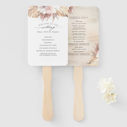 Tropisches Hochzeitsprogramm für Orchideen und get Fächer (Vorne und Hinten)