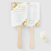 Tropisches Hochzeitsprogramm für Türkis-Hibiskus Fächer (Vorne und Hinten)