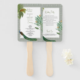 Tropisches Hochzeitsprogramm für Vintage Pfauenfed Fächer