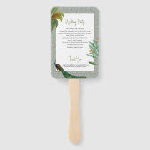 Tropisches Hochzeitsprogramm für Vintage Pfauenfed Fächer (Rückseite)