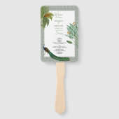 Tropisches Hochzeitsprogramm für Vintage Pfauenfed Fächer (Vorderseite)