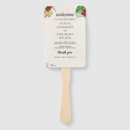 Tropisches Hochzeitsprogramm für Wasserfarben und Fächer