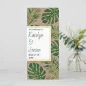 Tropisches Hochzeitsprogramm in Grün und Gold Programm (Stehend Vorderseite)