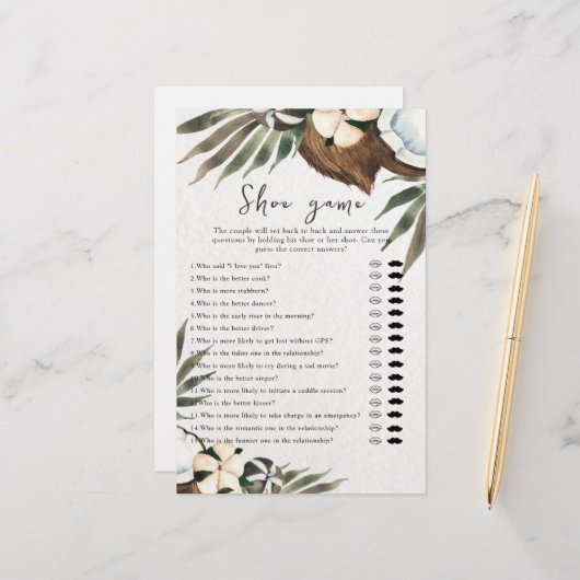 Tropisches Hochzeitsspiel oder Duschdusche (Vorderseite/Rückseite Beispiel)