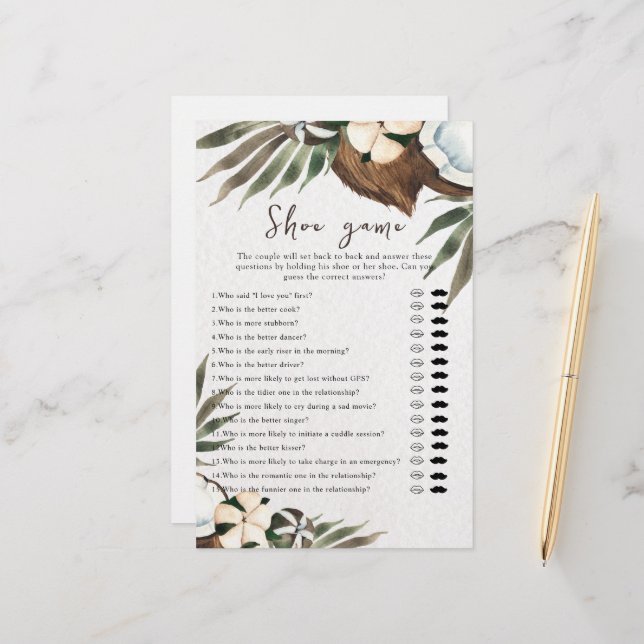 Tropisches Hochzeitsspiel oder Duschdusche (Vorderseite/Rückseite Beispiel)