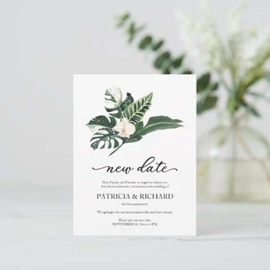 Tropisches Hochzeitstag mit Flora Postkarte (Stehend Vorderseite)