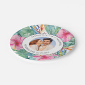 Tropisches Hochzeitstag Party Foto Pappteller (Schrägansicht)