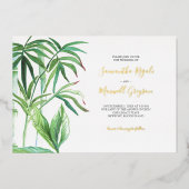 Tropisches Hochzeitstil Folieneinladung (Vorderseite)