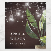 TROPISCHES HOLZPALMA STARRY NACHT MASON JAR WEDD WEINETIKETT (Einzelnes Label)