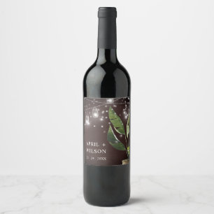 TROPISCHES HOLZPALMA STARRY NACHT MASON JAR WEDD WEINETIKETT