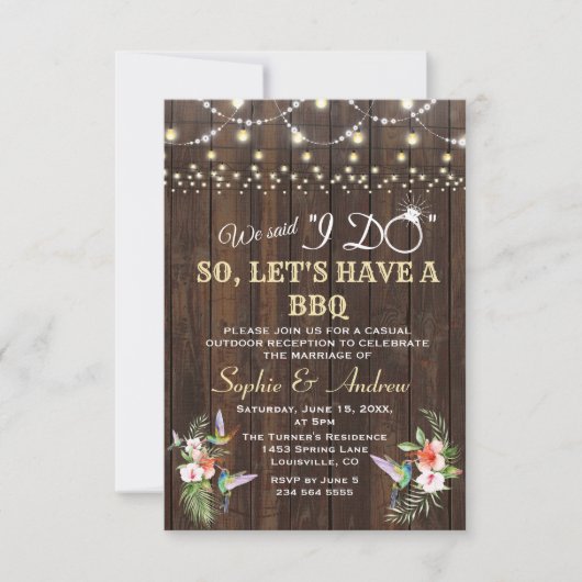 Tropisches Hummingvogelholz nach der GRILLEN Einladung (Vorderseite)