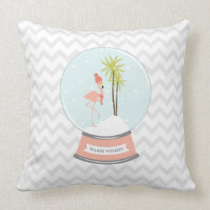 Tropisches Insel-Flamingo-Schnee-Kugel-Kissen Kissen