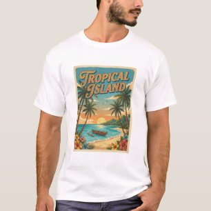 tropisches Insel-Retro-Design T-Shirt