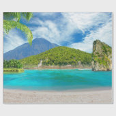 Tropisches Insel-Sandy-Strand-Palme-Paradies Geschenkpapier (Flach)