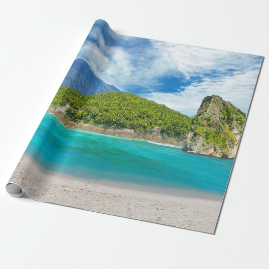 Tropisches Insel-Sandy-Strand-Palme-Paradies Geschenkpapier (Ungerollt)