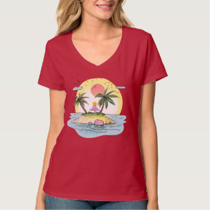 Tropisches Insel-Sonnenuntergangs-Streetwear-T-Shi T-Shirt