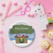 Tropisches Insel Tiki Hütten-Bar-frohe Weihnachten Pappteller (Party)