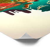 Tropisches Inselmeer mit Vulkanen Poster (Ecke)