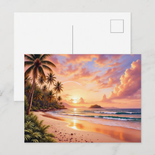 Tropisches Inselparadies & Sonnenuntergang Lebendi Postkarte