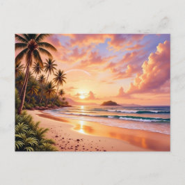 Tropisches Inselparadies & Sonnenuntergang Lebendi Postkarte