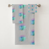 TROPISCHES IRIDESCENT PALM GRAU BADEZIMMER TOWEL S BADHANDTUCH SET (Insitu)