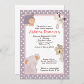 Tropisches Jungle Animals 12x18 Baby Dusche Einlad Einladung (Vorne/Hinten)