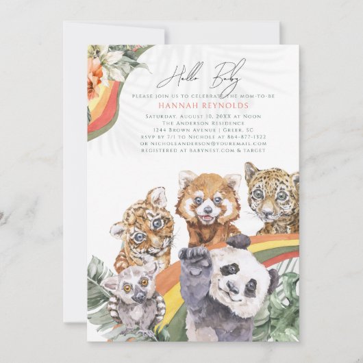 Tropisches Jungle Baby | Babydusche Einladung (Vorderseite)