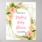 Tropisches Jungle Floral Baby Dusche Begrüßungszei Poster (Vorne)