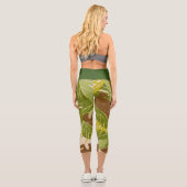 Tropisches Jungle Leaf Grüne Pflanze Capri Legging (Rückseite)
