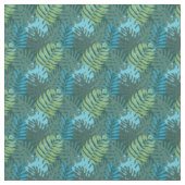 Tropisches Jungle-Leaf-Muster in Grüntöne und Blue Stoff (Nahaufnahme)