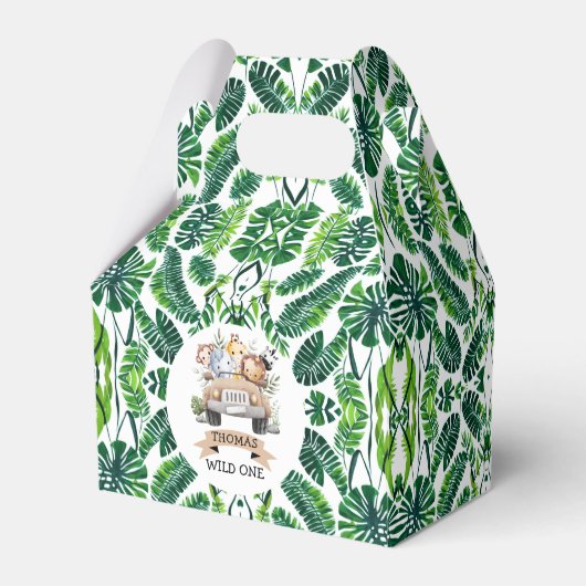 Tropisches Jungle Safari Party Geschenkschachtel (Rückseite)