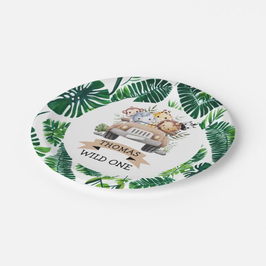 Tropisches Jungle Safari Party Pappteller (Schrägansicht)
