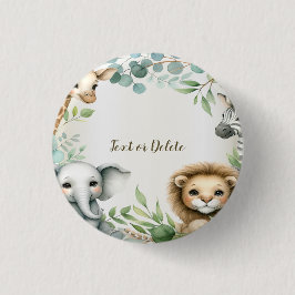 Tropisches Jungle Safari Tiere Grüne Blätter Party Button