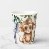 Tropisches Jungle Safari Tiere Grüne Blätter Party Pappbecher (Links)