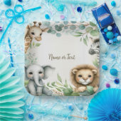 Tropisches Jungle Safari Tiere Grüne Blätter Party Pappteller (Party)